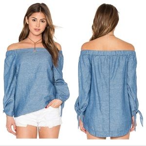 Free People off the shoulder Linen Denim